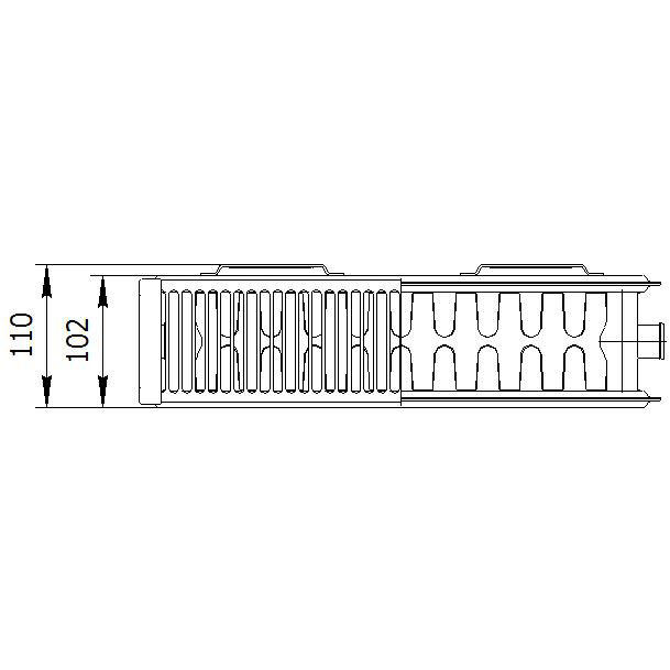 Стальные панельные радиаторы Rommer с нижней подводкой Ventil Тип 22 (110 мм)