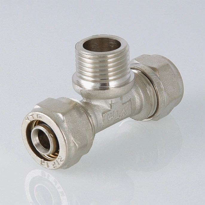Тройник обжимной Valtec 16 мм х 1/2" (нар.резьба)