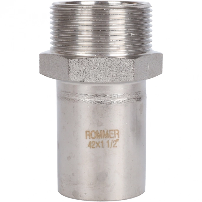 Вставка переходная НПр-НР Rommer 42х1 1/2 из нержавеющей стали прессовой