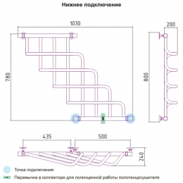 Полотенцесушитель водяной Сунержа Каскад 740x1000 ЗОЛОТО
