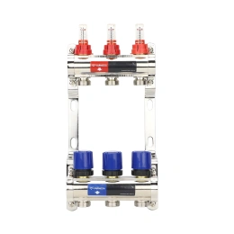 Коллекторная группа с расходомерами Varmega VM15403 ВР 1″, на 3 контура 3/4″ EK, латунь
