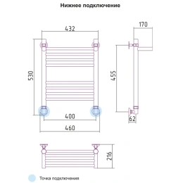 Водяной полотенцесушитель Сунержа Богема с полкой+ 500x400