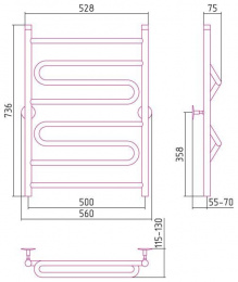 Водяной полотенцесушитель Стилье Универсал-51 800х500