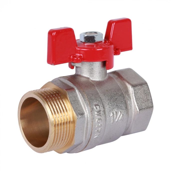 Кран шаровый Rommer 1 1/4" ВР-НР, стандартный, ручка-бабочка
