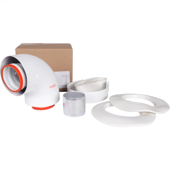Начальный участок Rommer 90° D 60/100 (Baxi (кроме ECO Nova/Classic) хомут в комплекте + втулка D60 L-50
