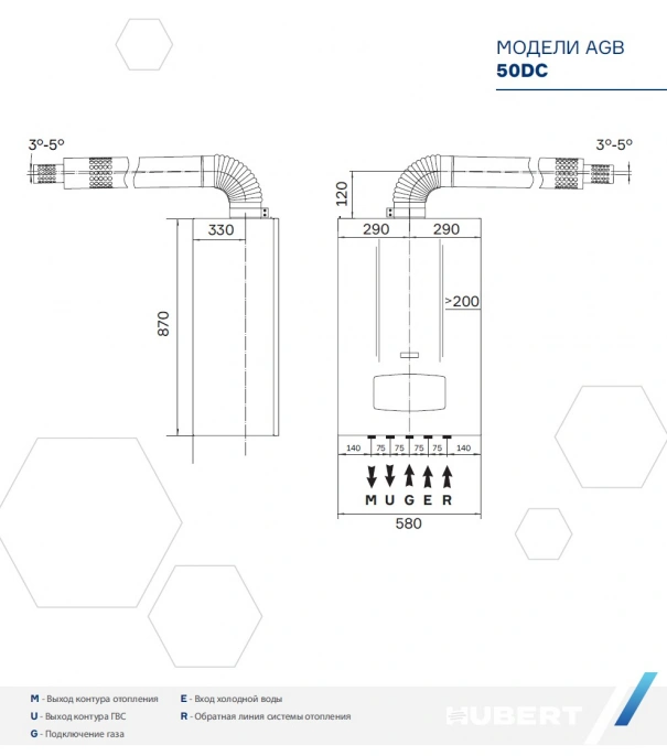 Настенный котел Hubert AGB 50 DC двухконтурный