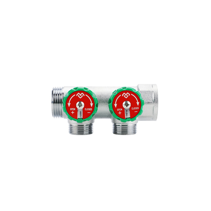 Коллектор регулирующий Varmega VM14622, 1", на 2 выхода 1/2", хромированный