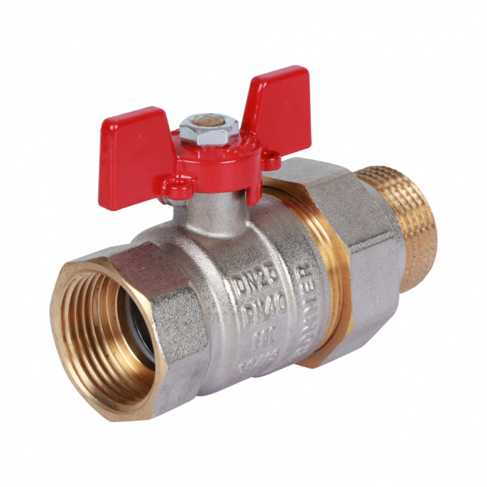 Кран шаровый Rommer 1" ВР-НР ручка-бабочка с разъемным соединением