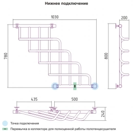 Полотенцесушитель водяной Сунержа Каскад 740x1000 ЗОЛОТО