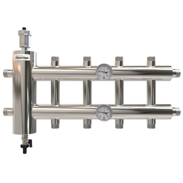 Коллектор с гидрострелкой ПроксиТерм GSK 25-5 Classic 1″ НР x 1″ 60 кВт 5 контуров