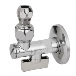 Кран шаровый Bugatti Minnesota 1/2″x 10 НР-ЦС, 875, с розеткой, с цанговым соединением под медную трубку