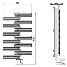 Электрический полотенцесушитель однорядный Zehnder Yucca YSEC-130-080/RD (хром)