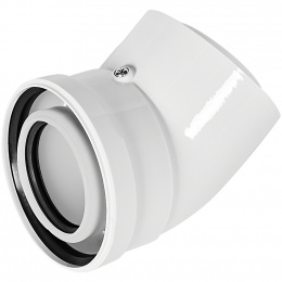 Отвод промежуточный коаксиальный раструбный конденсационный Rommer 45° 80/125