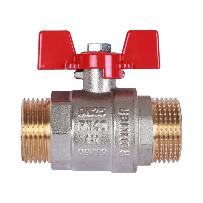 Кран шаровый Rommer 1" НР-НР, стандартный, ручка-бабочка