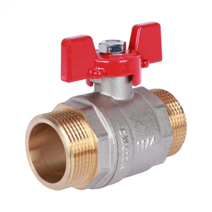 Кран шаровый Rommer 1 1/4" НР-НР, стандартный, ручка-бабочка