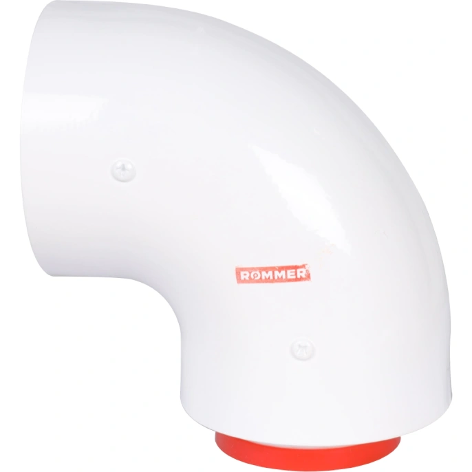 Начальный участок Rommer 90° D 60/100 (Bosch, Buderus, Navien S/C/E, Baxi ECO Nova/Classic,  Baltur, Лемакс, Fondital ) в комплекте фланец