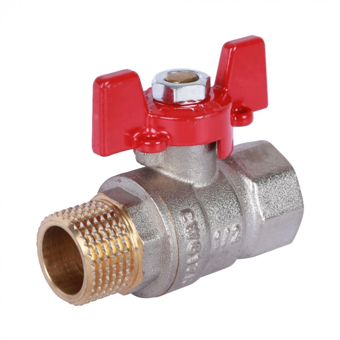 Кран шаровый Rommer 1/2" ВР-НР, стандартный, ручка-бабочка