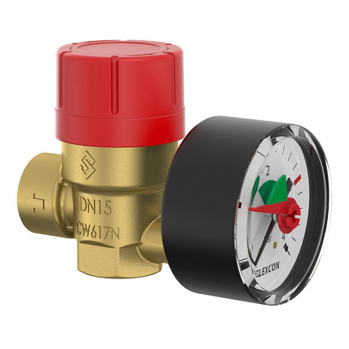 Клапан предохранительный с манометром Flamco Prescomano 1/2" x 3/4" - 3 bar TRD