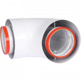 Начальный участок Rommer 90° D 60/100 (Bosch, Buderus, Navien S/C/E, Baxi ECO Nova/Classic,  Baltur, Лемакс, Fondital ) в комплекте фланец