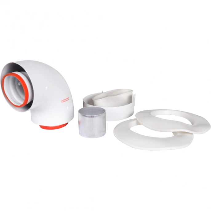 Начальный участок Rommer 90° D 60/100 (Baxi (кроме ECO Nova/Classic) хомут в комплекте + втулка D60 L-50