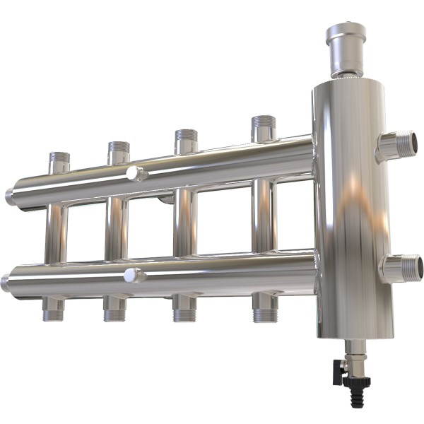 Коллектор с гидрострелкой ПроксиТерм GSK 25-5 Classic 1″ НР x 1″ 60 кВт 5 контуров