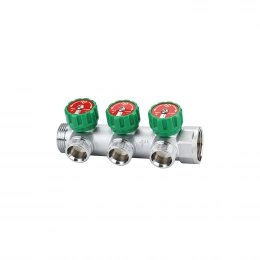 Коллектор регулирующий Varmega VM14623, 1″, на 3 выхода 1/2″, хромированный