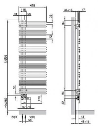 Электрический полотенцесушитель однорядный Zehnder Yucca Asymmetric YAEC-130-50/RD (хром)