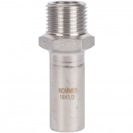 Вставка переходная НПр-НР Rommer 18х1/2 из нержавеющей стали прессовой