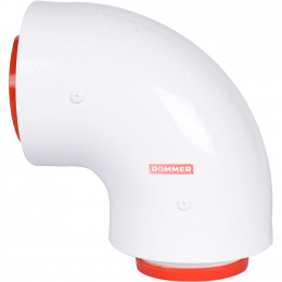 Начальный участок Rommer 90° D 60/100 (Baxi (кроме ECO Nova/Classic) хомут в комплекте + втулка D60 L-50