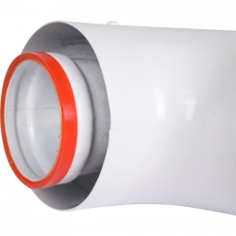Начальный участок Rommer 90° D 60/100 (Bosch, Buderus, Navien S/C/E, Baxi ECO Nova/Classic,  Baltur, Лемакс, Fondital ) в комплекте фланец