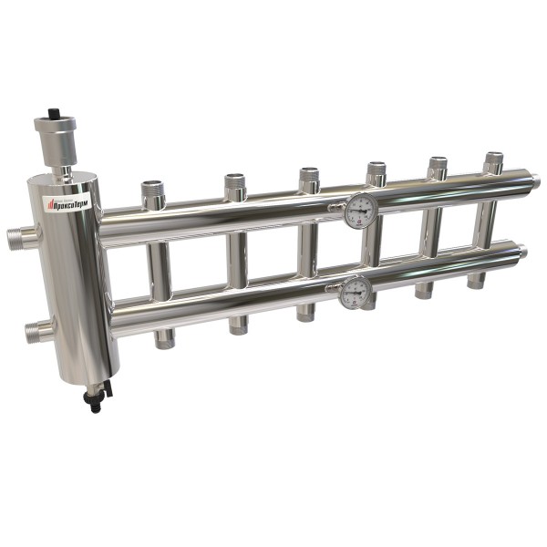 Коллектор с гидрострелкой ПроксиТерм GSK 25-7 Classic 1″ НР x 1″ 60 кВт 7 контуров