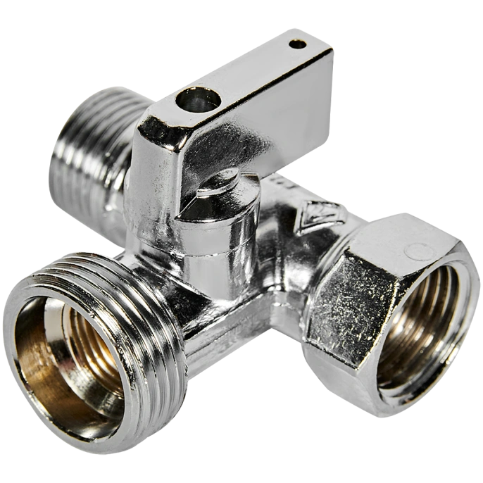 Кран шаровый Bugatti Minnesota 1/2" x 3/4" x 1/2" НР-НР-ВР, 877, трехходовой