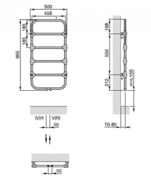 Полотенцесушитель водяной Zehnder Nobis NOB-100-050