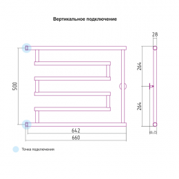 Полотенцесушитель водяной Сунержа High-Tech model "L" 500x650 ЗОЛОТО