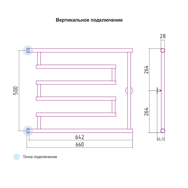 Полотенцесушитель водяной Сунержа High-Tech model "L" 500x650 ЗОЛОТО