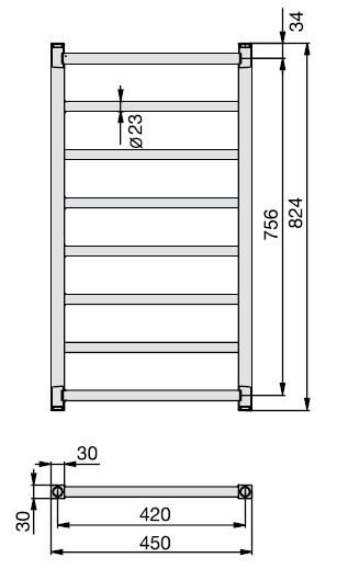 Полотенцесушитель водяной Zehnder Stalox Inox STXI-100-045