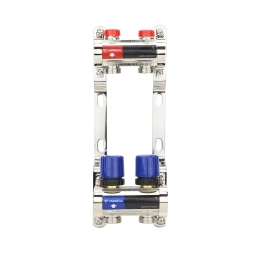 Коллекторная группа для отопления Varmega VM15802 ВР 1″, на 2 контура 3/4″ EK, латунь