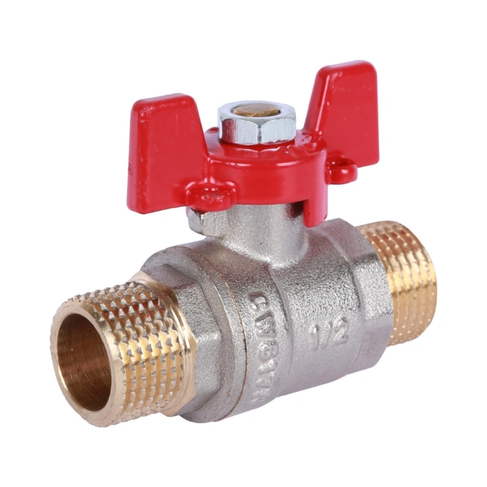 Кран шаровый Rommer 1/2" НР-НР, стандартный, ручка-бабочка