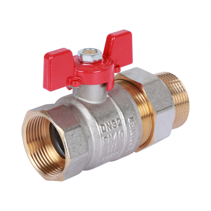 Кран шаровый Rommer  1 1/4" ВР-НР, ручка-бабочка с разъемным соединением