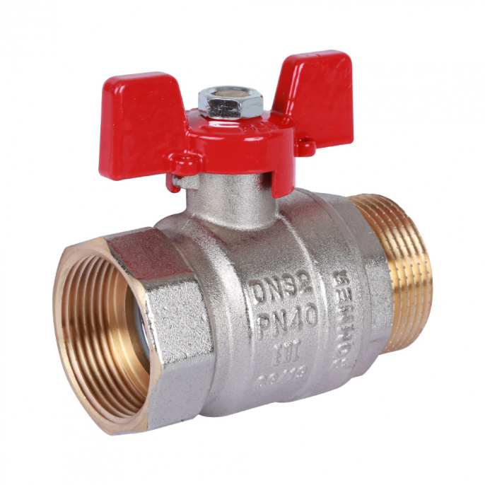 Кран шаровый Rommer 1 1/4" ВР-НР, стандартный, ручка-бабочка
