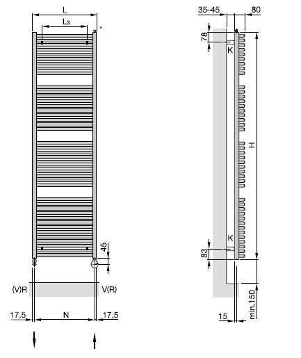 Полотенцесушитель водяной Zehnder Janda JABC-120-050 (хром)