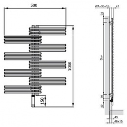 Электрический полотенцесушитель однорядный Zehnder Yucca YSE-090-050/RD (белый)