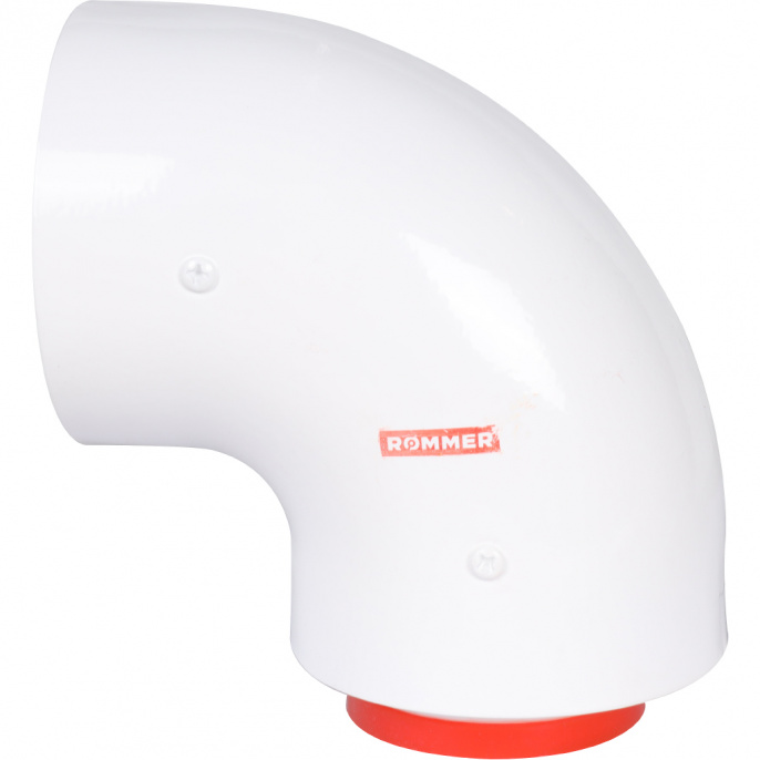 Начальный участок Rommer 90° D 60/100 (Bosch, Buderus, Navien S/C/E, Baxi ECO Nova/Classic,  Baltur, Лемакс, Fondital ) в комплекте фланец