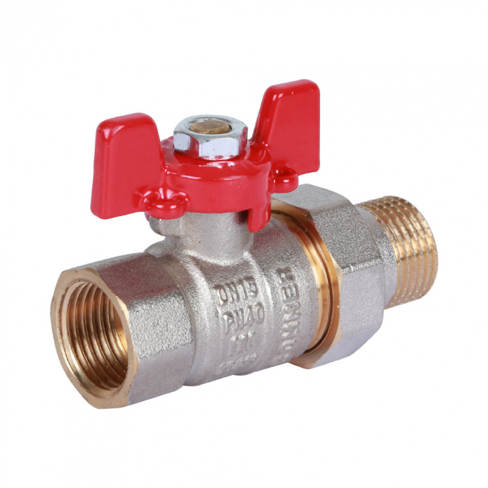 Кран шаровый Rommer 1/2" ВР-НР ручка-бабочка с разъемным соединением